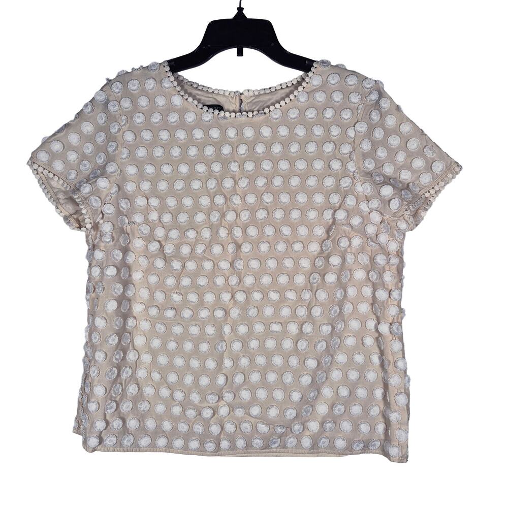 Talbot White Puff Flower Emboidered Cream Blouse Petites size 14P